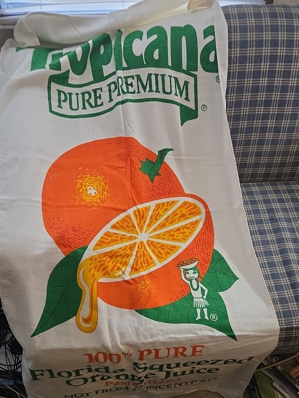 Orange Graphic Beach Towel - White/Orange/Green